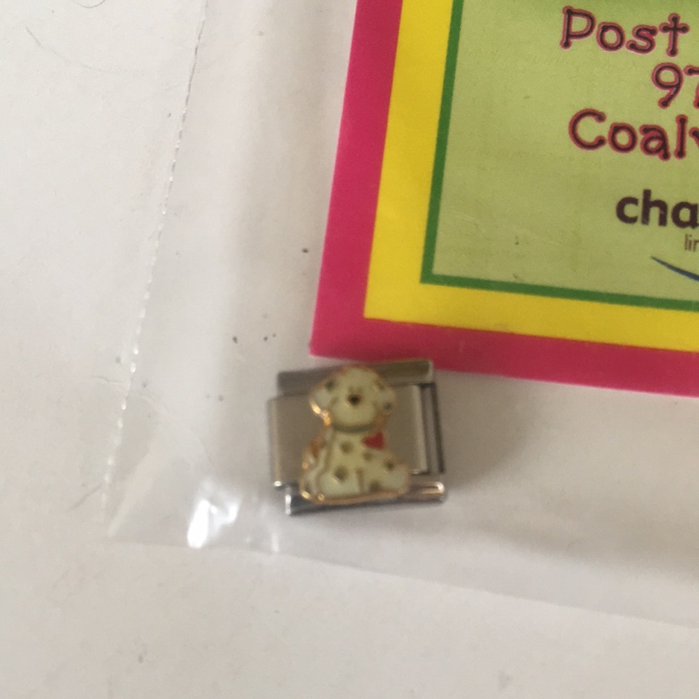 2/$10 DJ INKERS Charm segment, white spotted puppy